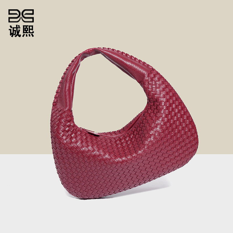 工厂定制LOGO编织包包高级感大容量饺子包跨境手拎单肩女包腋下包