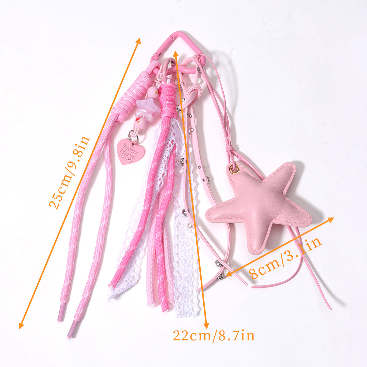 跨境热销包包挂件紫色皮五角星百搭挂饰钥匙扣编织绳包挂件桃心挂