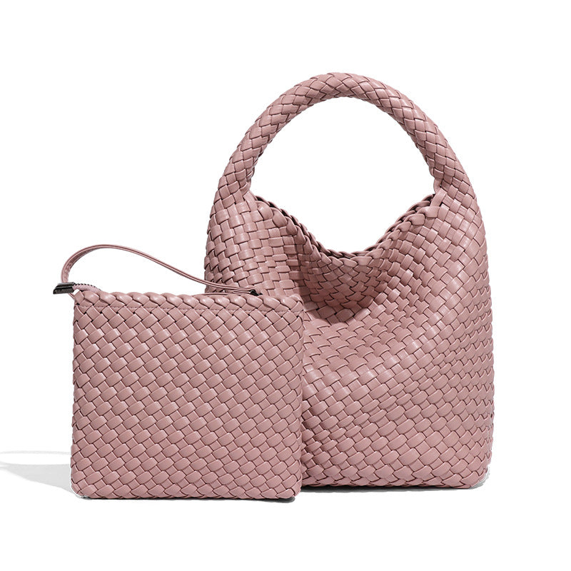 韩版时尚编织子母包纯色百搭简约手提包新款轻奢小众单肩斜挎女包