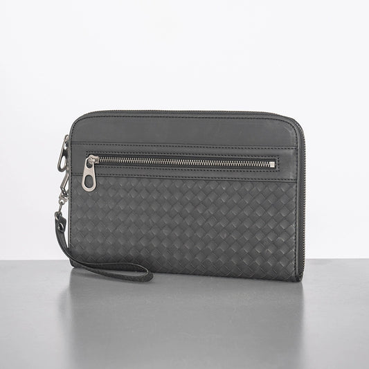 X&BV男士手包2021新款真皮手拿包男时尚潮牌休闲编织商务手拿包男