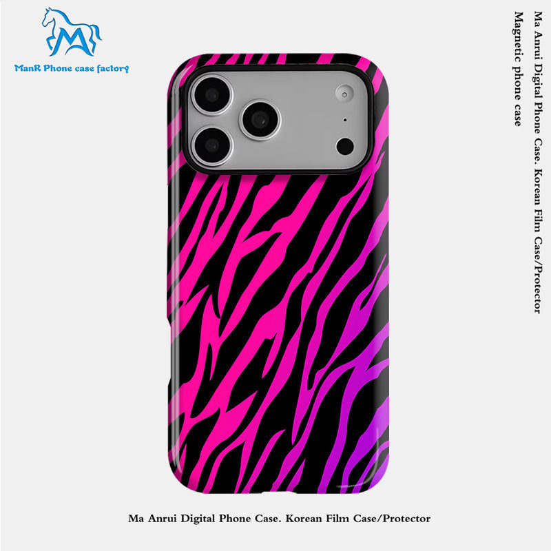 个性创意斑马纹菲林二合一适用苹果17pro手机壳iPhone16防摔套DIY