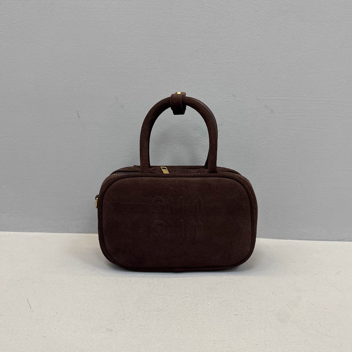 秋冬麂皮磨砂牛皮mini保龄球手提包真皮小方包手机包单肩斜挎包女