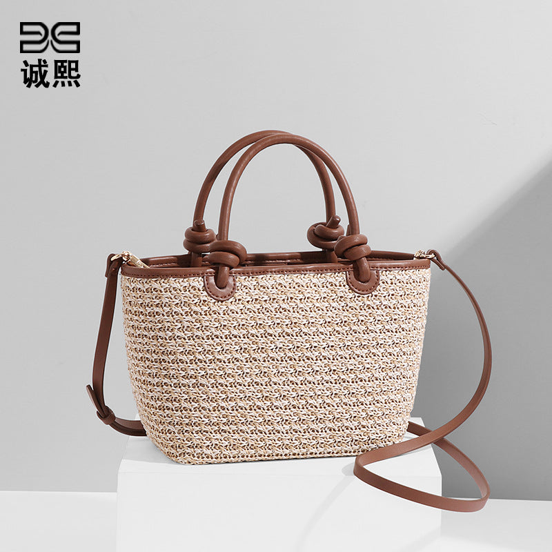 批发包包女清新文艺简约百搭时尚草编沙滩包单肩手提托特包斜挎包