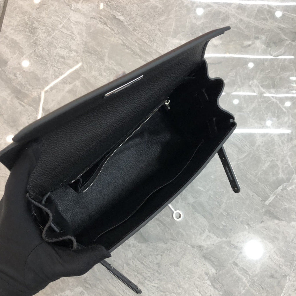 头层牛皮凯莉包包女复古邮差包2024秋冬新款单肩斜挎百搭马鞍包潮