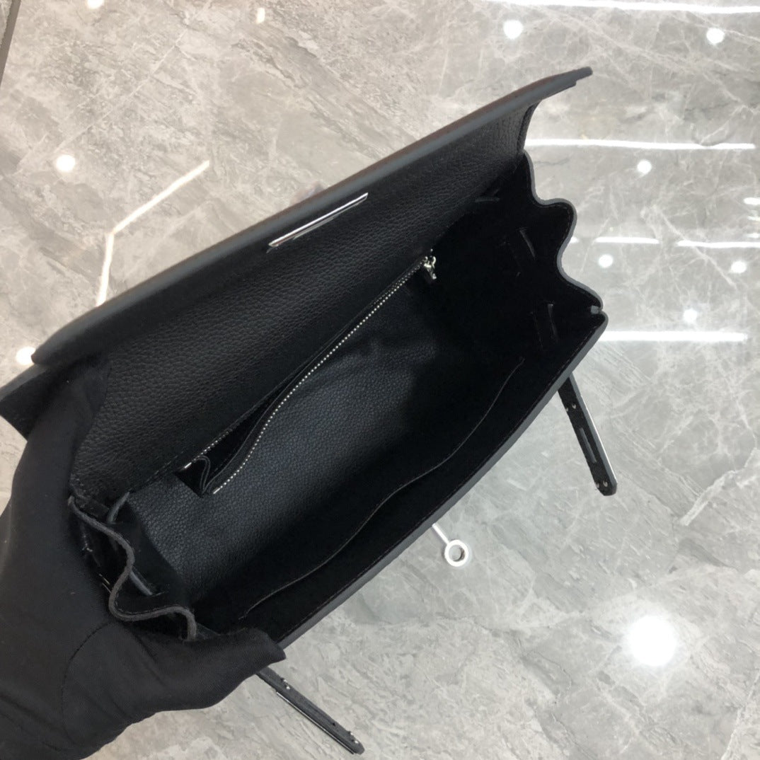 头层牛皮凯莉包包女复古邮差包2024秋冬新款单肩斜挎百搭马鞍包潮