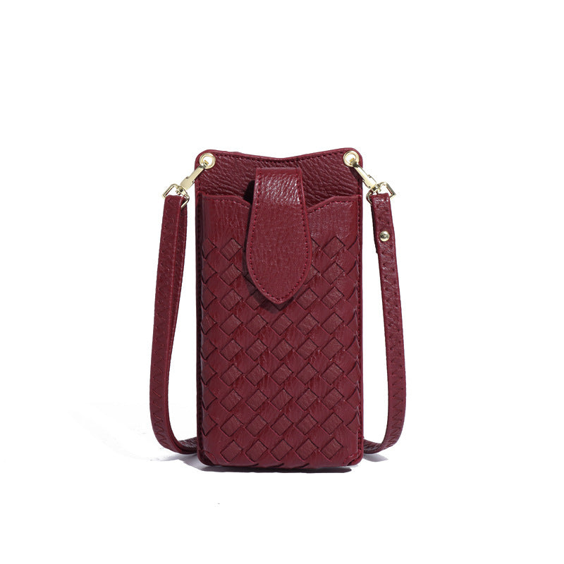 跨境时尚手工编织包纯色小巧卡包手机包潮流百搭单肩斜跨迷你女包