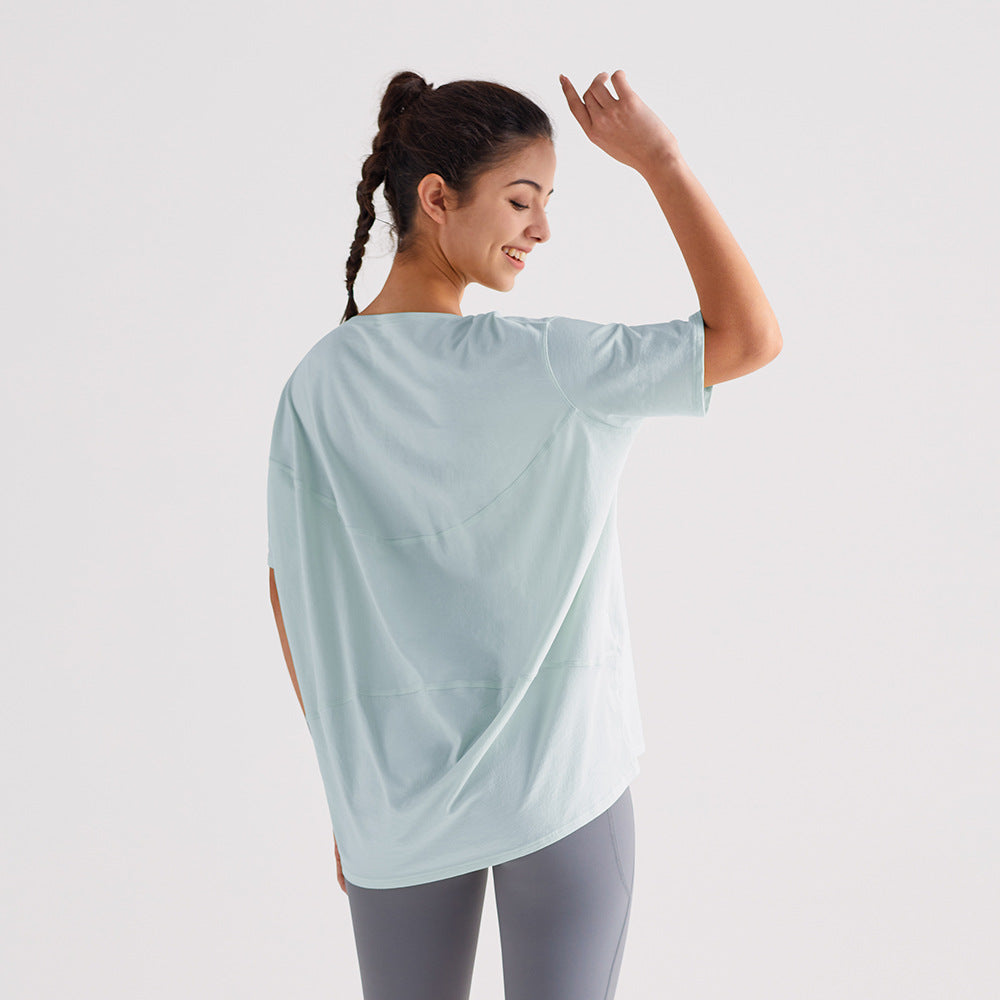 宽松运动上衣女透气速干健身短袖T恤防晒瑜伽服龟背长袖休闲罩衫