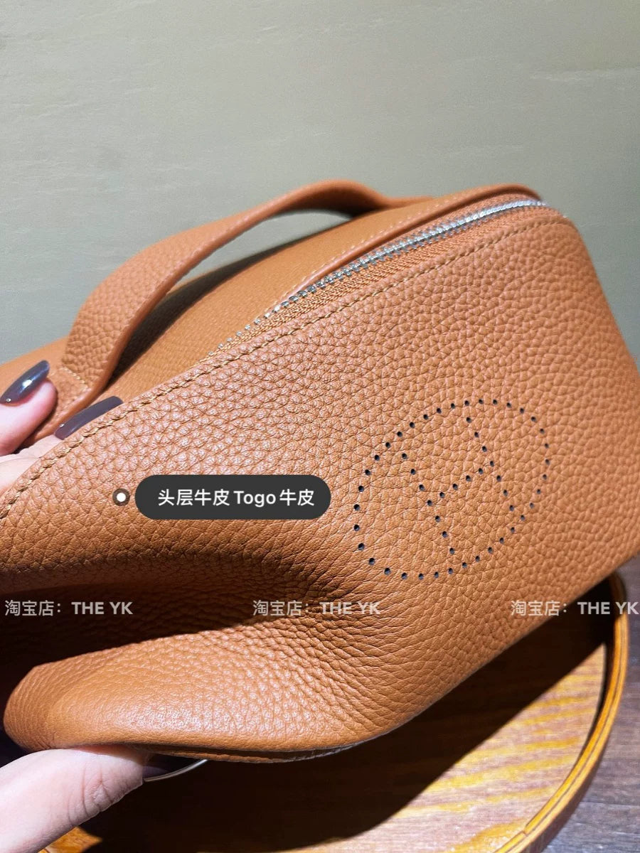 真皮刺绣H化妆包洗漱包旅行出差便捷化妆品口红收纳包大容量手拿