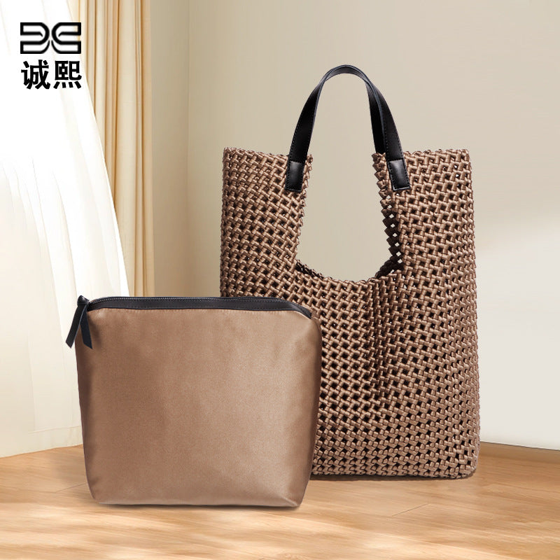 时尚韩版大容量托特包手工编织包风车结子母手提包休闲单肩腋下包