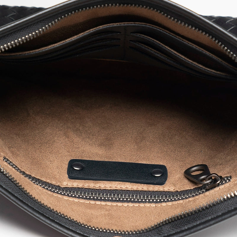 X&BV男士手拿包真皮大容量手抓包编织青年夹包商务休闲信封包男包