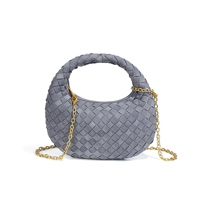 磨砂定制编织小圆包秋冬新品百搭复古手提包迷你可爱单肩斜挎女包