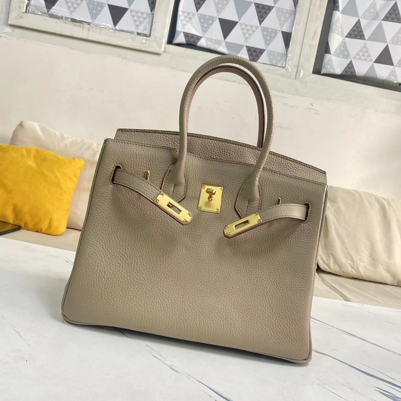 包包女荔枝纹牛皮铂金包头层牛皮凯莉包手提包BK25/30/35togo牛皮