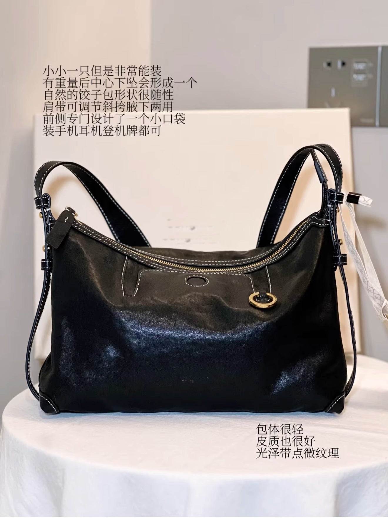 李娜同款牛皮腋下包女2025新款循迹hobo单肩包百搭皮斜挎包大容量