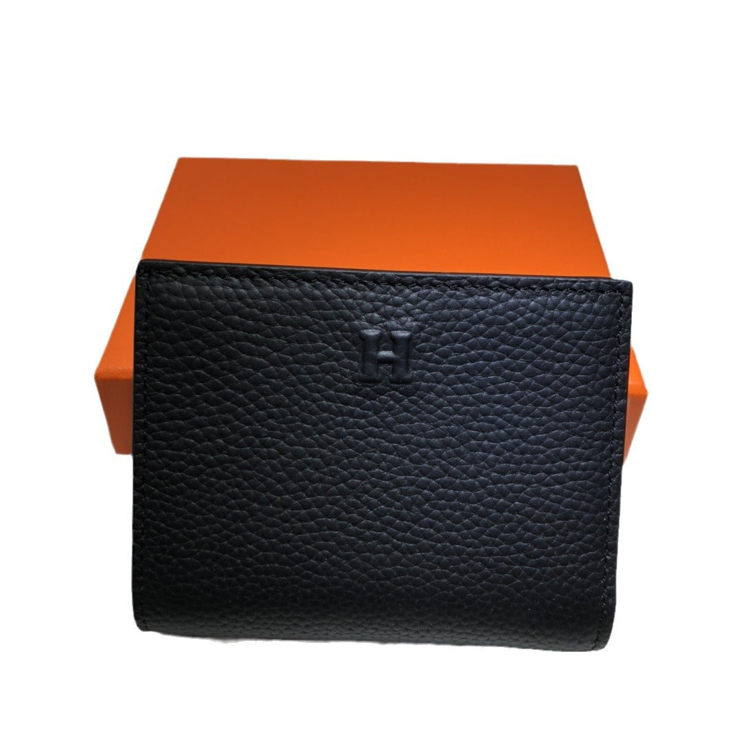 H家荔枝纹短款钱包 多功能凯莉链条包零钱包一体单肩斜挎小方包女