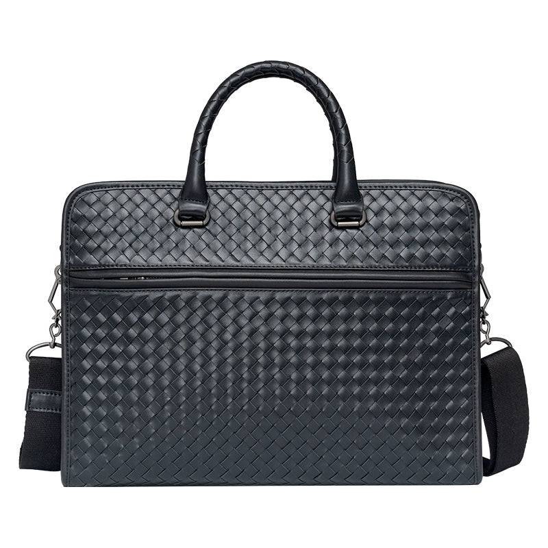 x&bv真皮男包手提包休闲单肩斜挎包编织电脑包商务男士公文包拎包