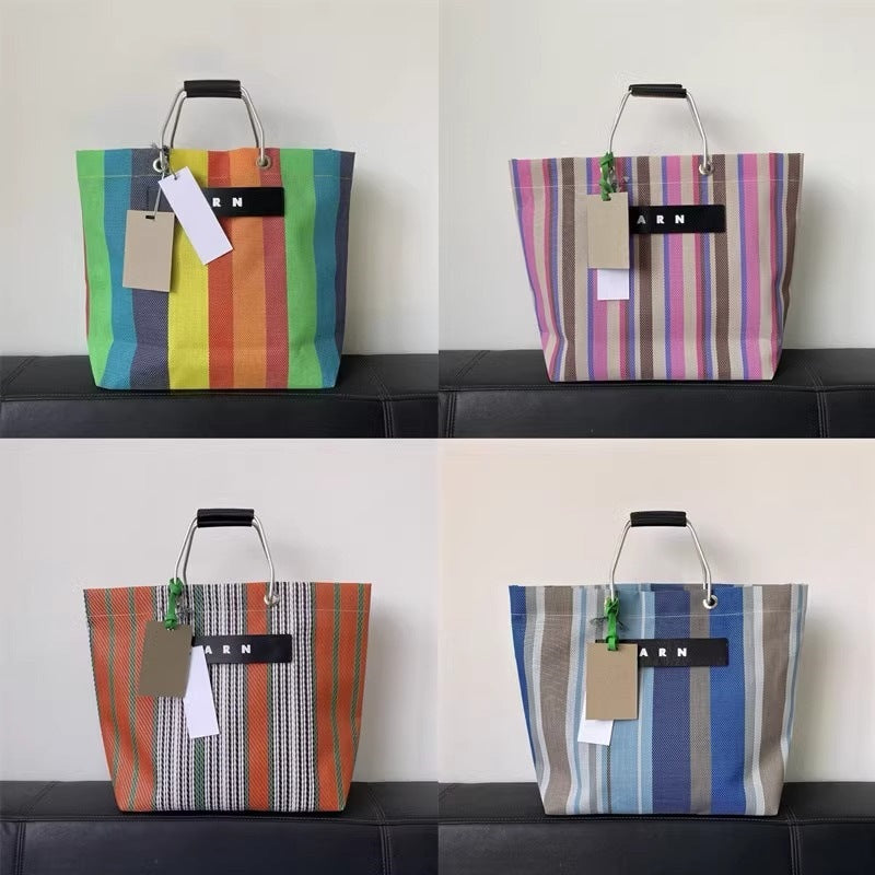 出口日韩MAR编织款铝制手提男女大容量休闲购物袋手提tote 托特包