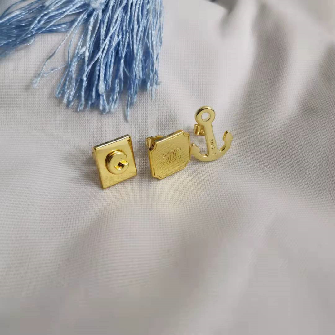 赛家21新款凯旋门船锚C耳钉女三件套装耳饰高级感气质不对称耳环