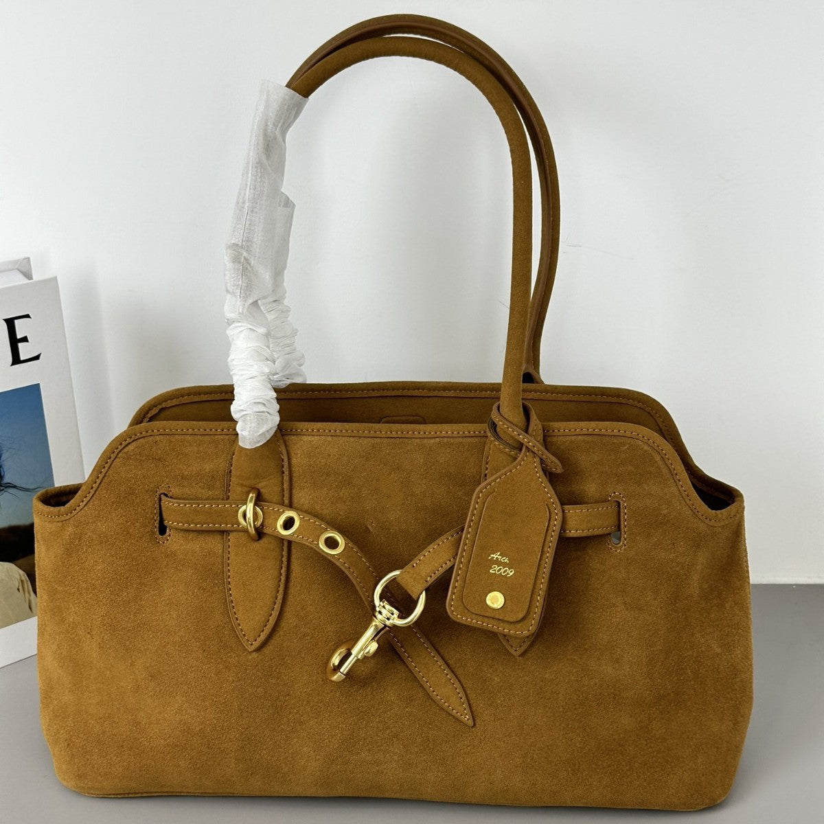 缪家秋冬新款复古美拉德百搭磨砂tote手提单肩包腋下包公文托特包