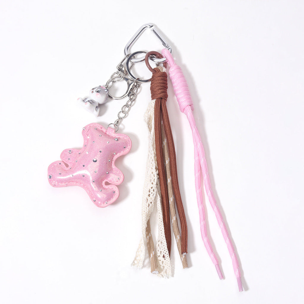 量大价优PU皮革充棉钻皮小熊树脂小猫咪织带包包挂件挂饰钥匙扣