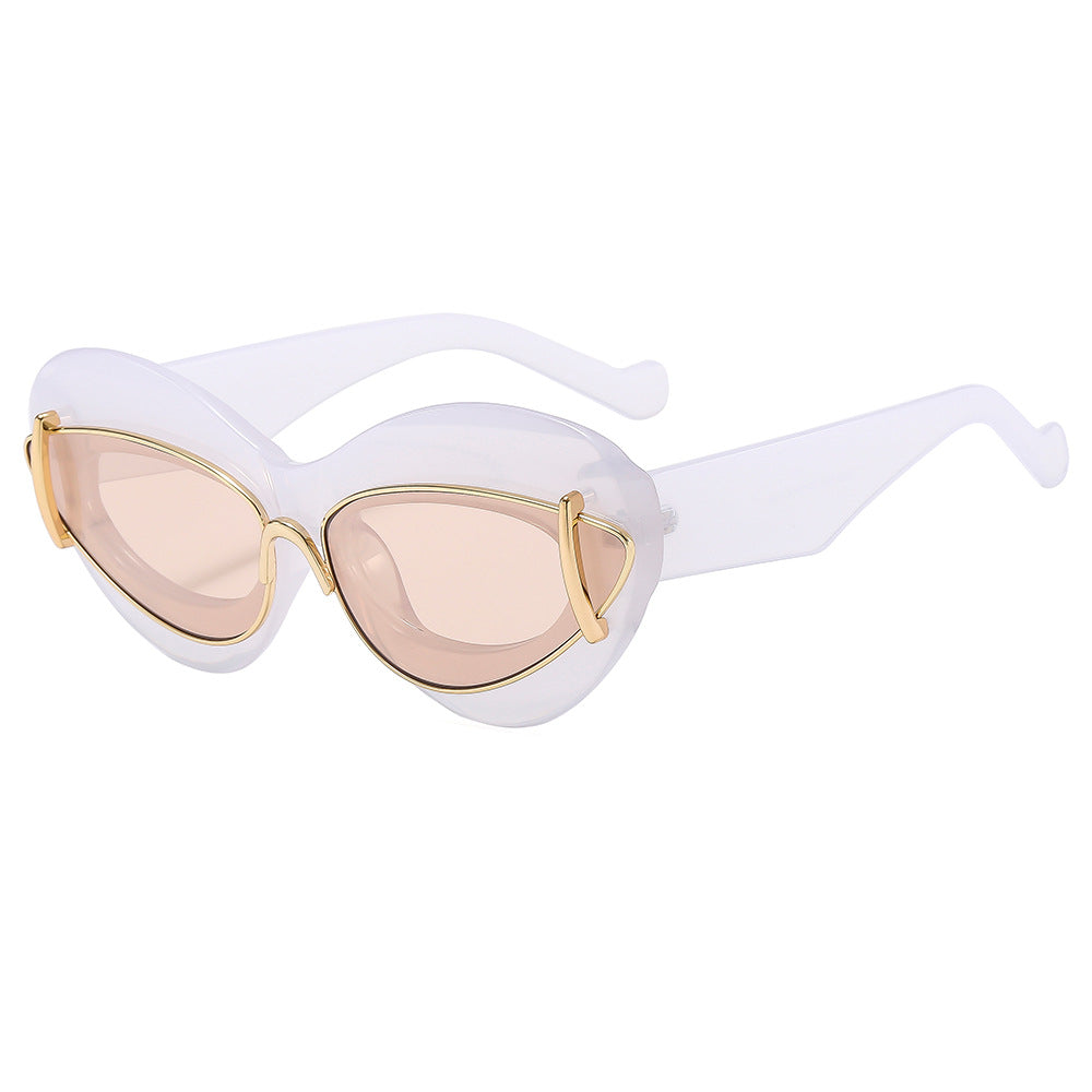 2024新款欧美轻奢墨镜时尚金属猫眼太阳镜网红sunglasses太阳眼镜