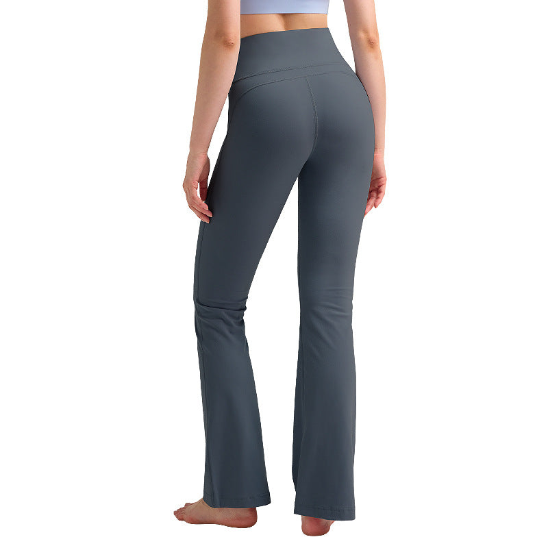 莱卡无尺码微喇裤女高腰提臀运动紧身裤磨毛裸感lulu健身瑜伽裤秋