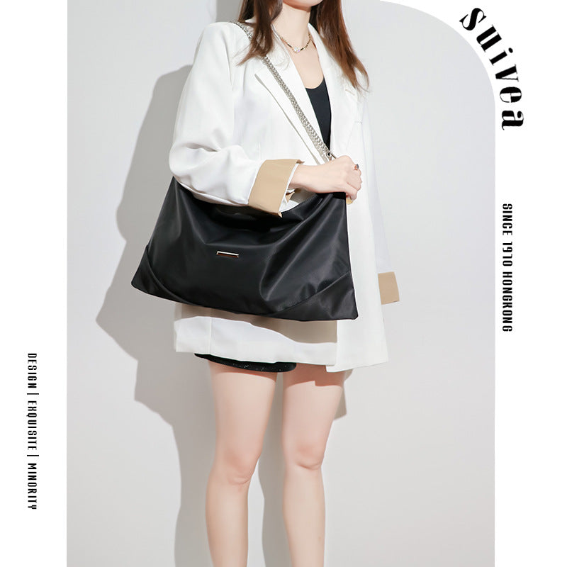 2025新款韩版轻便大容量防水牛津布托特包百搭尼龙布单肩斜跨女包