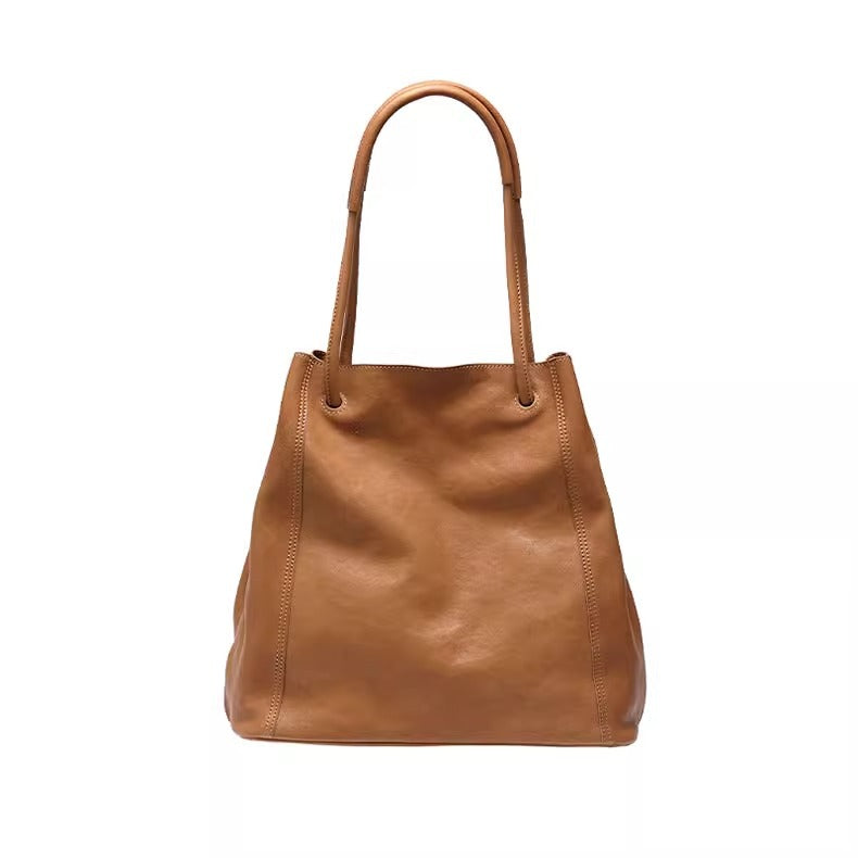 直播代发 真皮女包托特水桶单肩腋下大容量手提百搭通勤斜挎大包