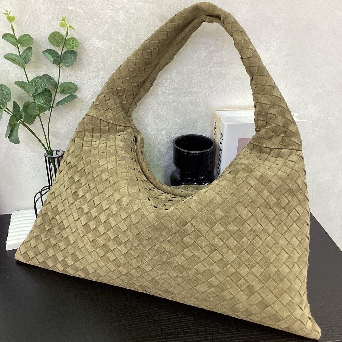 真皮编织包52规格大号Hopbag麂皮磨砂复古大容量慵懒单肩腋下女包