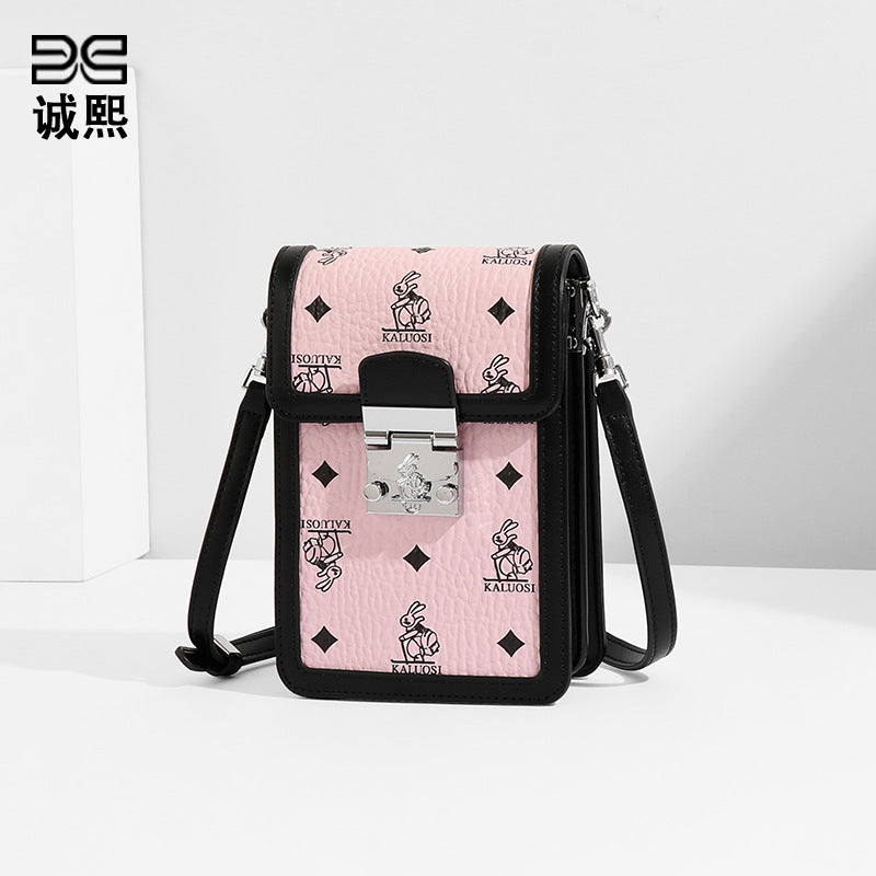 新款兔兔小巧轻便竖款手机包休闲潮流印花女包简约单肩斜挎零钱包