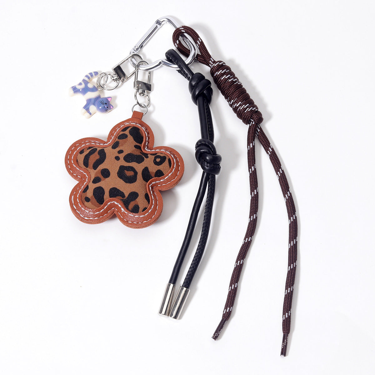 量大价优跨境直供磨砂豹纹小花皮革包挂件包包挂吊饰钥匙扣定制