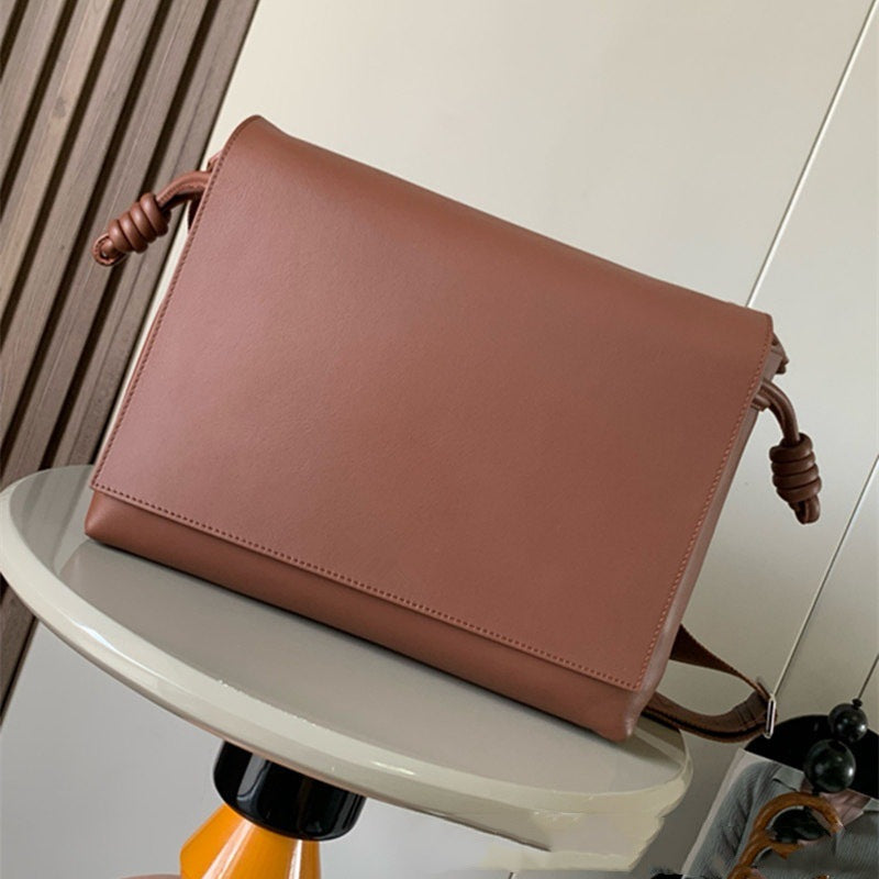 罗家 男女同款福袋邮差包斜挎ins通勤撞色大容量日常商务通勤实用