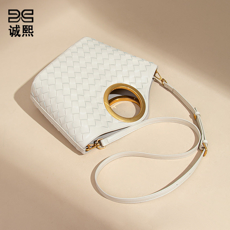 质感手提菜篮编织女包大容量通勤单肩托特包简约潮流休质感斜跨包