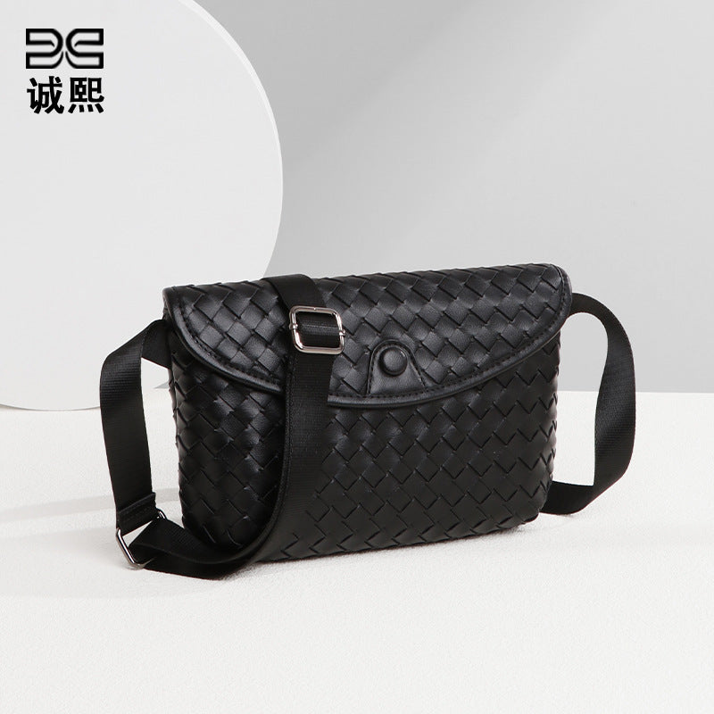 外贸批发宽肩带腰包2025新款韩版胸包手工编织女包休闲单肩小挎包