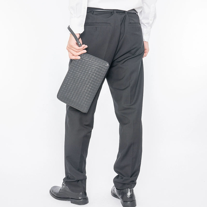 X&BV新款编织手包男真皮大容量商务休闲编织手拿包潮牌夹包手抓包