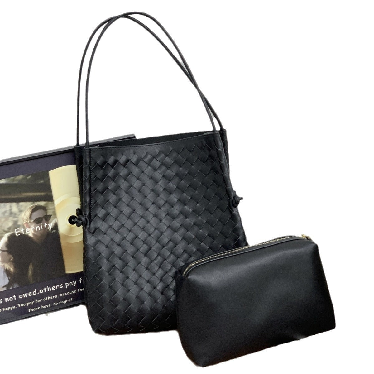 2024春夏季新款牛皮女包菜篮子编织大容量单肩斜挎手提包包编织女