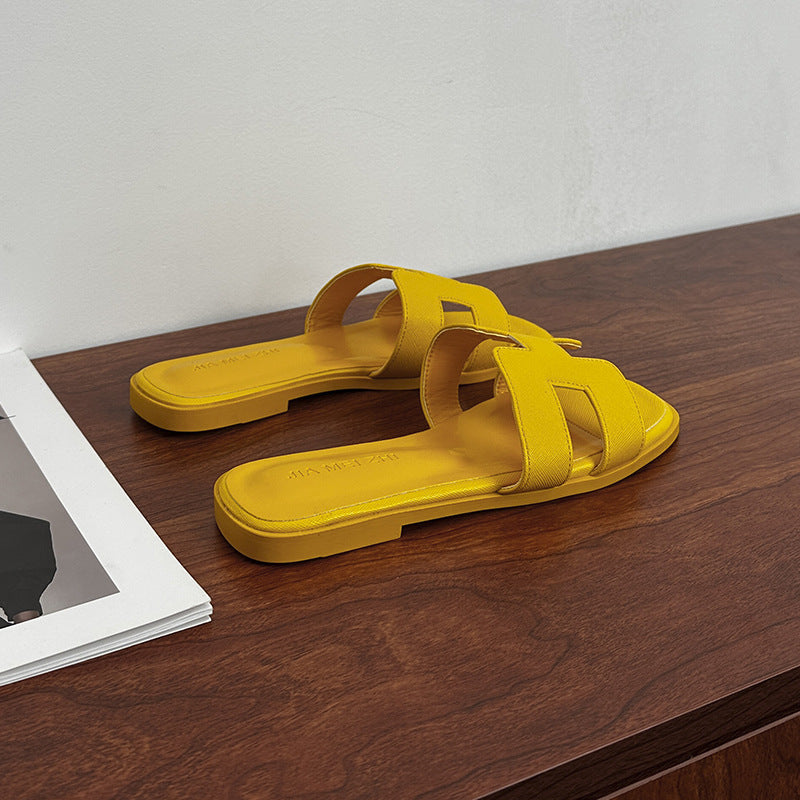 十字纹~外贸现货2026新款拖鞋女外穿凉拖鞋沙滩平底大码43一字拖