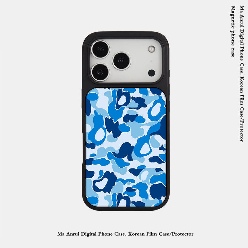 外贸跨境迷彩潮玩适用苹果16pro晶瓷手机壳iPhone17亚克力PC防摔