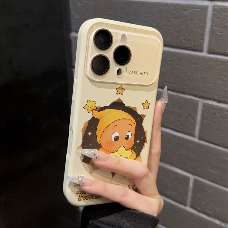 睡帽星星人跨境液态大视窗适用苹果17Promax手机壳iPhone16软硅胶