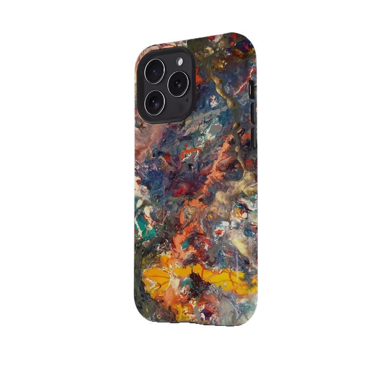 跨境涂鸦彩色水墨适用苹果17Promax手机壳iPhone16磁吸15菲林壳14