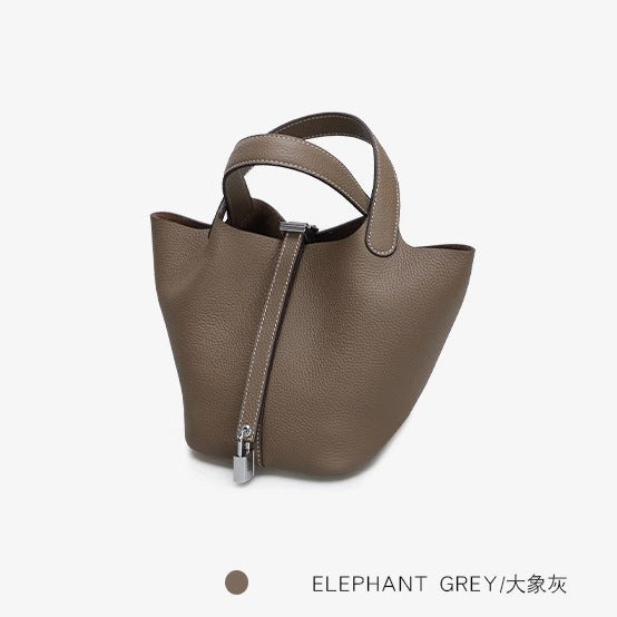 软糯头层togo牛皮真皮菜篮子女包小水桶包手提包大容量手拎包代发