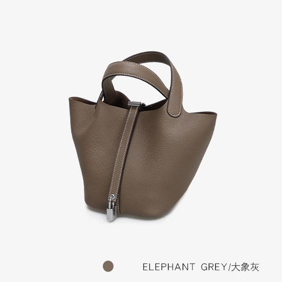 软糯头层togo牛皮真皮菜篮子女包小水桶包手提包大容量手拎包代发