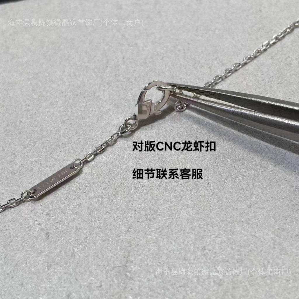 高版本梵家四叶草项链不掉色天然贝母玉髓S925银镀18K厚金精工CNC