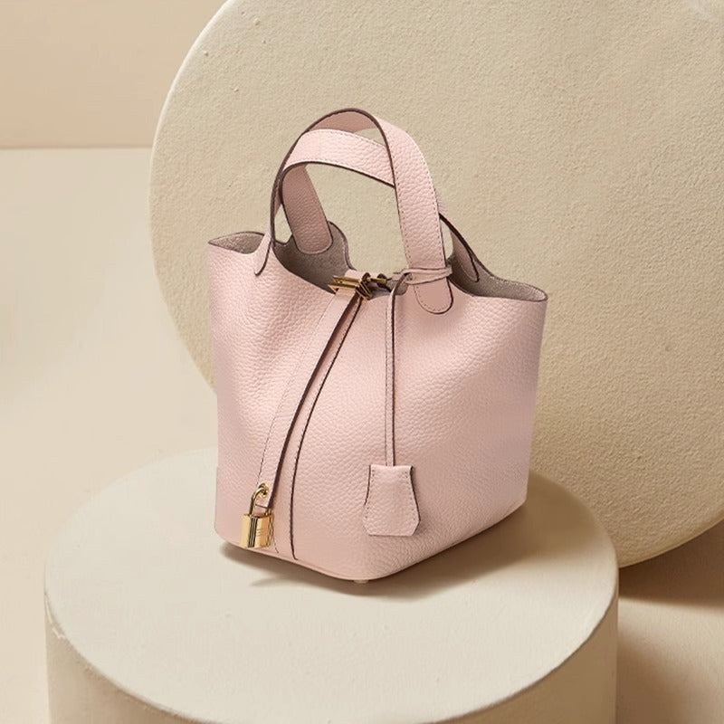 软糯头层togo牛皮真皮菜篮子女包小水桶包手提包大容量手拎包代发