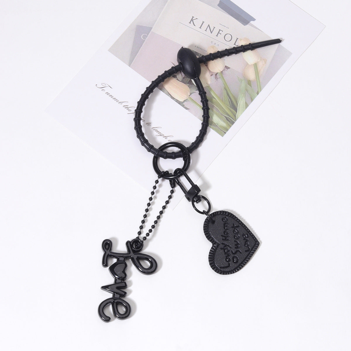 跨境热销磨砂质感亚克力包包挂件杯子挂饰挂件扎带时尚热销桃心