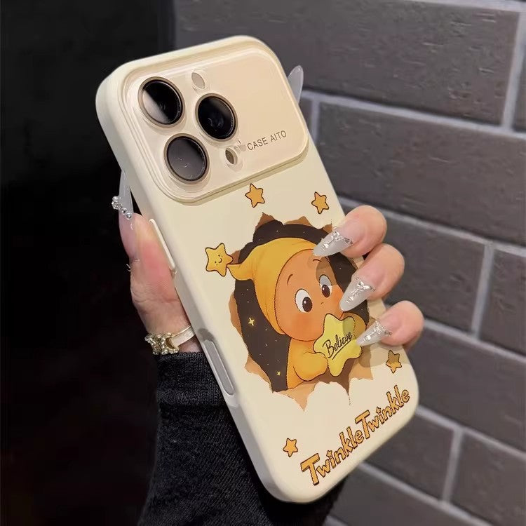 睡帽星星人跨境液态大视窗适用苹果17Promax手机壳iPhone16软硅胶
