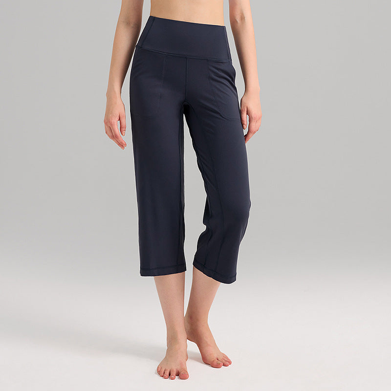 阔腿运动裤女休闲高腰健身lulu瑜伽裤直筒透气速干宽松八分裤23"