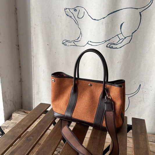 包包女2024新款秋冬欧美时尚百搭毛呢牛皮手提花园包单肩斜挎包潮