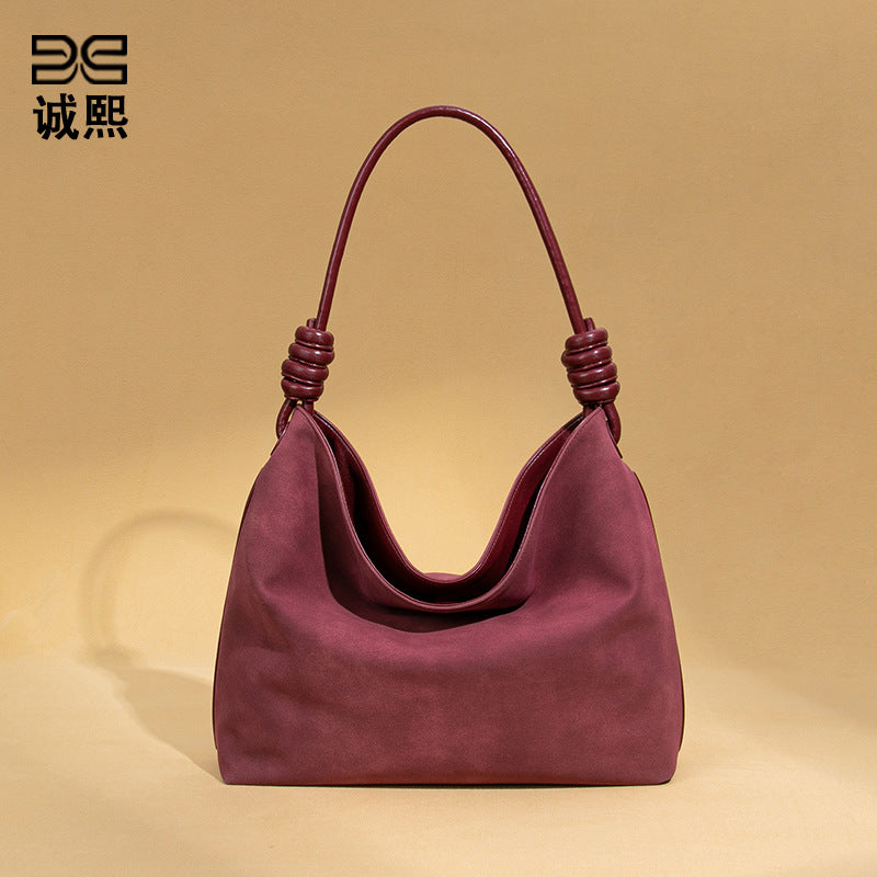 韩版洋气轻奢单肩腋下包大容量通勤女包新品磨砂麂皮绒手提托特包