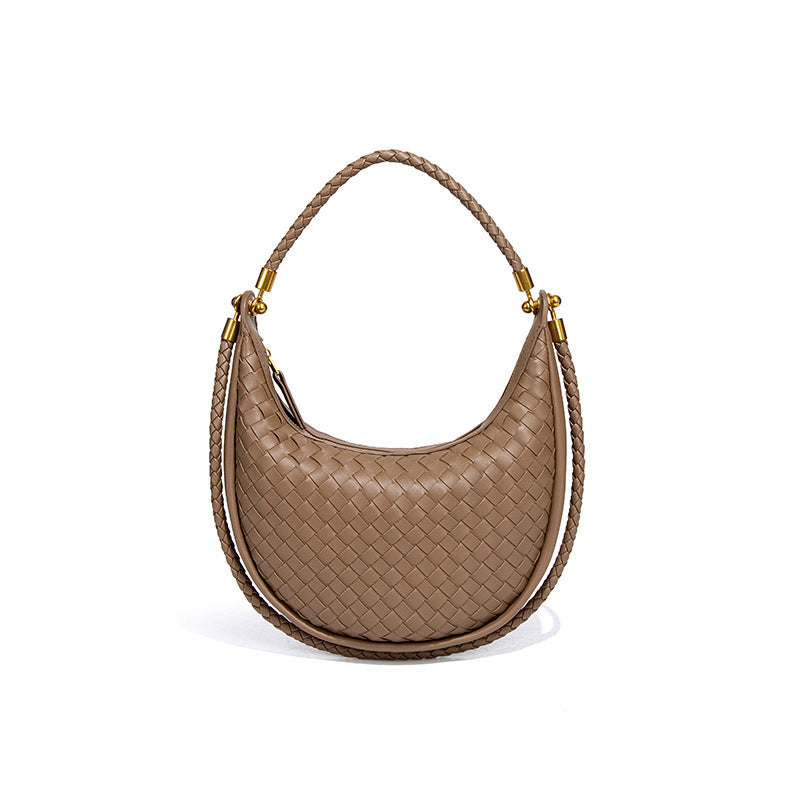 新款手工编织女包个性百搭月牙包手提高级感新月饺子包单肩腋下包