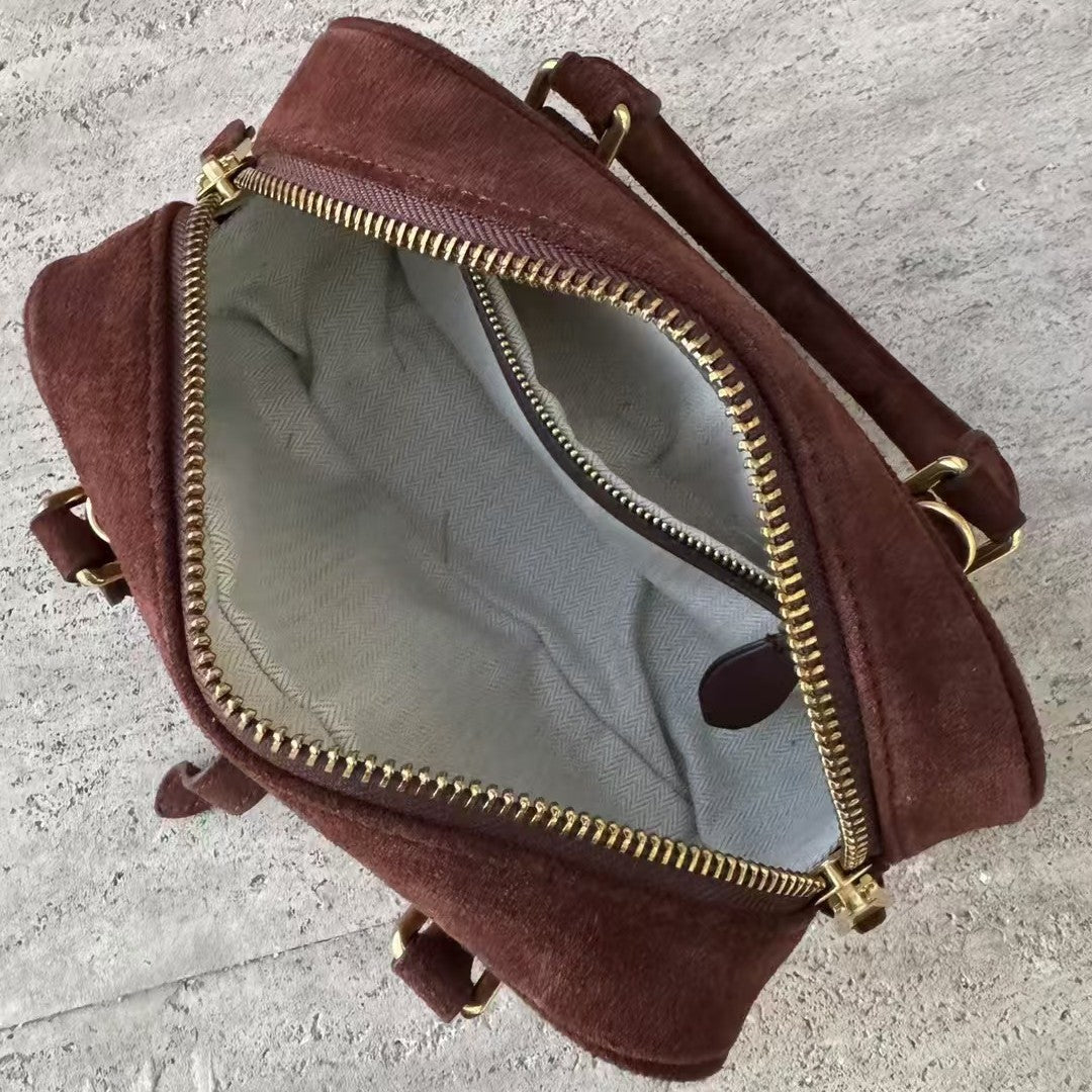 2024秋冬新款时尚头层牛皮真皮磨砂皮麂皮单肩包托特包包公文大包